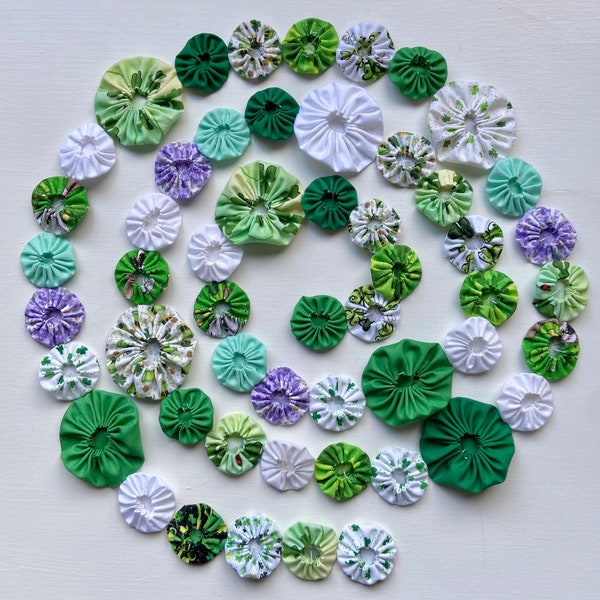 Luck of the Irish St. Patrick’s Day Springtime Green Shamrocks 6’ Fabric Yo Yo Garland Mantle Wreath Table Embellishment Party Decor