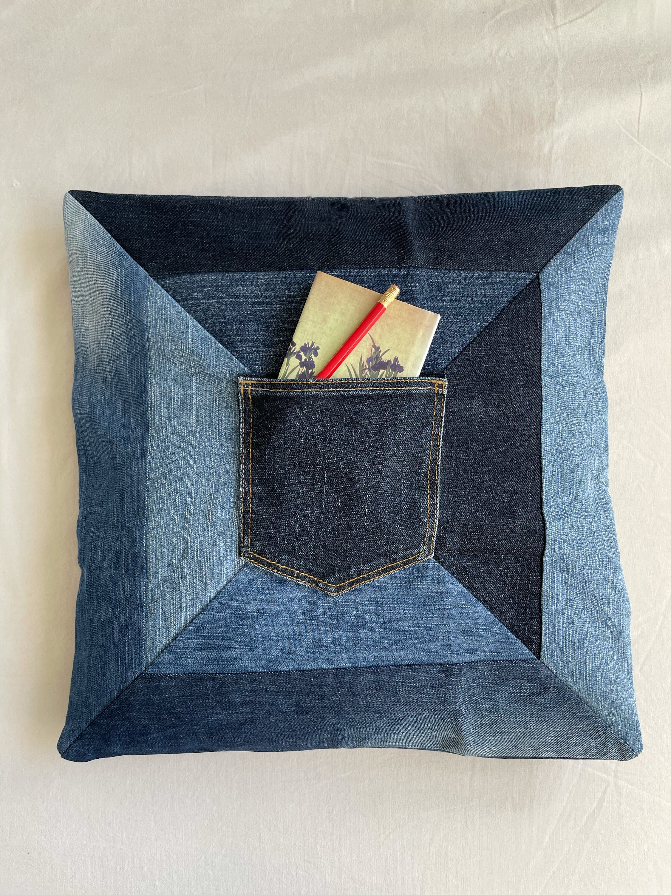 Patchwork denim cushion cover denim cushion cover denim Etsy Nederland