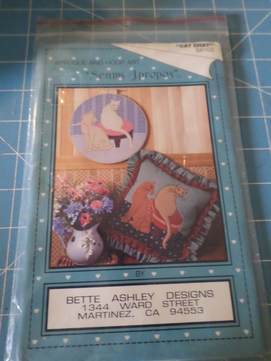 Two 1980 #39 s Applique Cat Patterns by Bette Ashley Designs Etsy