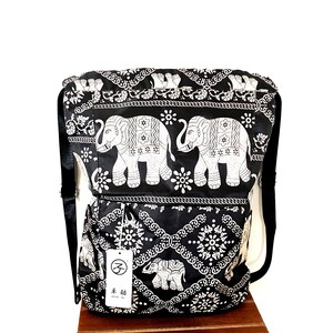 Large Nylon Tote Bag, Back Pack, Elephant Print, NWT Japan, Many Compartments