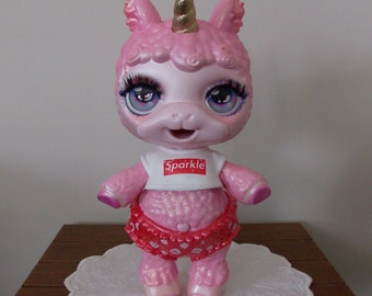 Poopsie Unicorn Llama Doll, Sparkle Lime Surprise "Pearly Fluff" w/Bib & Diaper, Doll Only, No Slime Kit