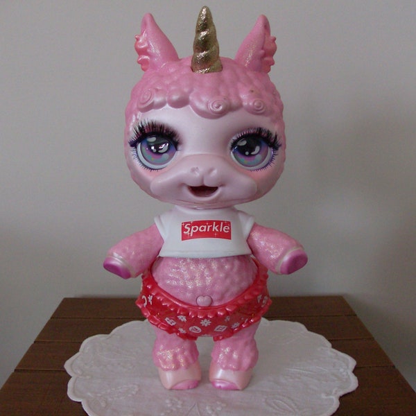 Poopsie Unicorn Llama Doll, Sparkle Lime Surprise "Pearly Fluff" w/Bib & Diaper, Doll Only, No Slime Kit