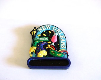 New Orleans Kühlschrankmagnet, Bourbon St., Karneval-Thema, bunt