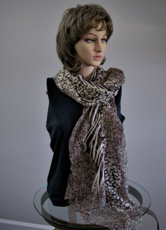D&Y Scarf, Long and Sheer, Fashionable Brown/Beige