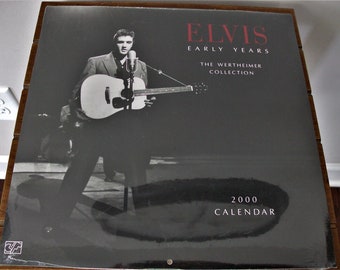 Vintage Elvis Presley Wall Calendar Year 2000,  Early Years, Wertheimer Collection, Sealed, 12 x 12, New Old Stock