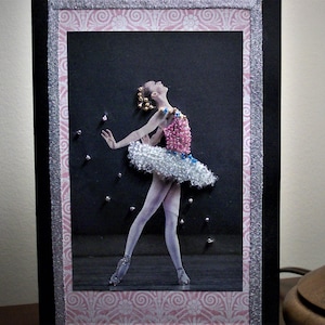 Cartão de nota feito à mão, com miçangas, em branco, Prima Ballerina 5 1/2 x 8 1/2, com envelope, design da FrolicsBoutique.