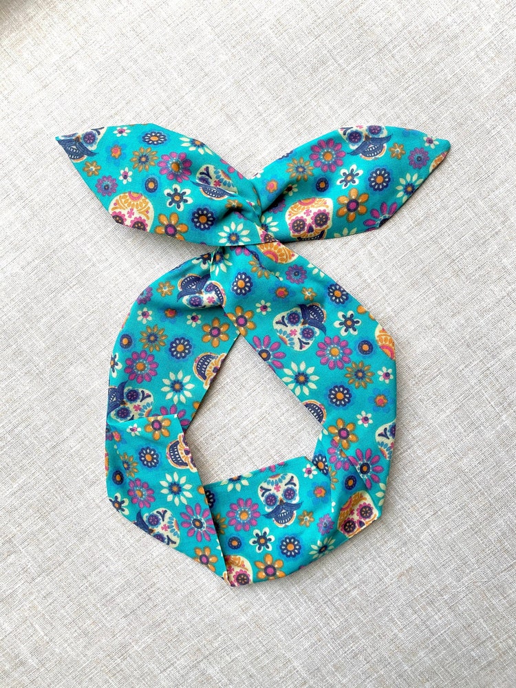Sugar Skulls Head Scarf Headband Rockabilly Black Pin-up HAIR WRAP dolly bow Sugar Skulls Head Scarf Headband Rockabilly Black Pin-up HAIR WRAP dolly bow