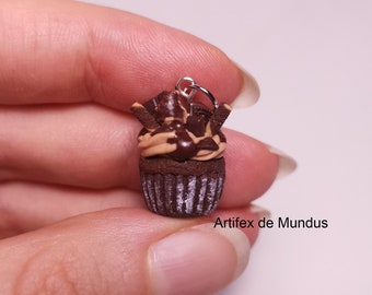 Caramel Oreo Cupcake, Cupcake Necklace, Food Jewellery, Chocolate Charm, Oreo Charm, Polymer Clay Charm