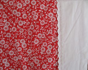 Vintage jaren 70 rood "Country Calico", JP Stevens, vlakke lakens, paar, tweeling