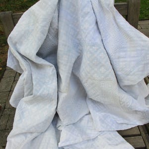 Antique Matelasse Coverlet, Pieced, Light Blue and White
