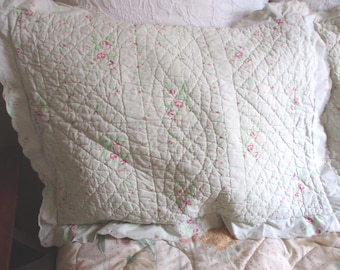 Fundas de almohada acolchadas Simply Shabby Chic, Green Lady Rose, tamaño estándar, par
