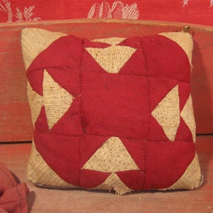 Antique Early, Wool Pieced Pin Cushion, Burgundy, PA