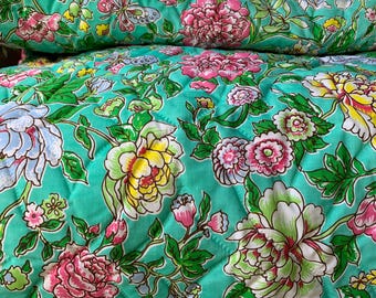 Vintage N,OS 'Fleur de Chine' gewatteerde sprei, Leonard Fisher, koning/koningin.