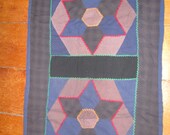 Vintage Amish Pieced Star Crib Quilt Table Mat, Midwest