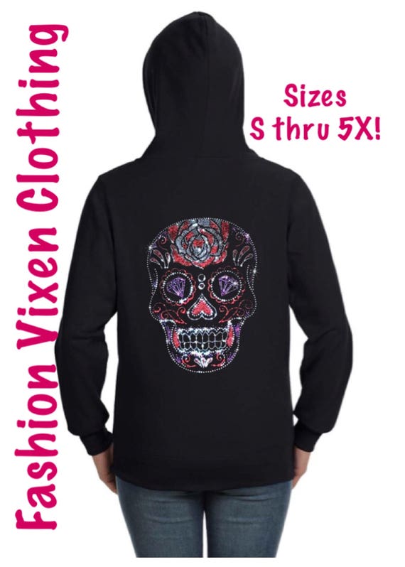 rhinestone skull hoodie