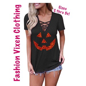 T Shirts for Women Long Sleeve Ribbed Knit Womens Shirts Casua L V Neck  Lace Halloween Printed Dressy Blouses for Women Sexy Womens Clothing for  Hot Sex Blue M at  Women's