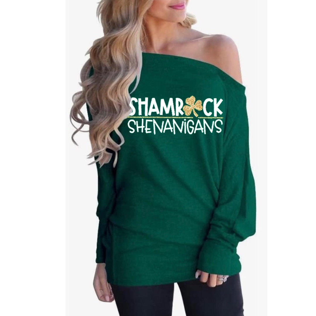 st pattys day off the shoulder sweatshirt