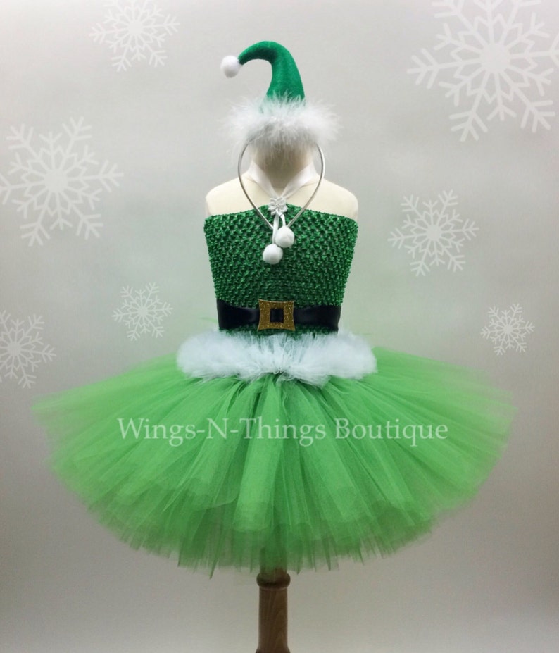BUDDY ELF TUTU Dress Set w/ mini Elf Hat Headband Childrens Etsy