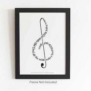 Psalm 98 Music Treble Clef Scripture Bible Verse Word Art, Music Lover or Teacher Gift, Christian Music Studio Decor, FRAME NOT INCLUDED