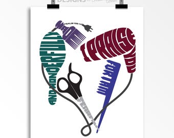 Cosmetology Scripture Word Art Print with Psalm 139:14, Fearfully and Wonderfully Made, Gift for Christian Beauty School Student