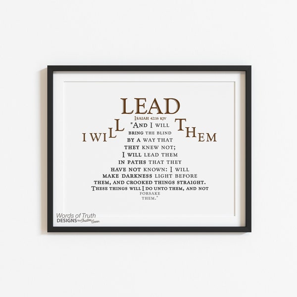 Pastor Appreciation Gift, School Bell Scripture Bible Verse Word Art Print, Isaiah 42:16 Teacher, Pastor, Leader Gift