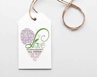 Corinthians love is patient 20 wedding favor tags