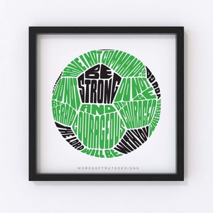 Soccer Bible Verse Wall Art Print, Joshua 1:9, Soccer Player Gift, Sports Room Wall Art, Gift for Christian Teen Athlete, FRAME NOT INCLUDED