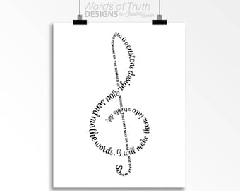 Benutzerdefinierter DIGITALER Wortkunst-Violinschlüssel, Musikstudio-Wandkunst, Wortkunstdruck, Dankeschön-Geschenk für Klavierlehrerin, Anbetungsführerin, Musikseelsorgerin