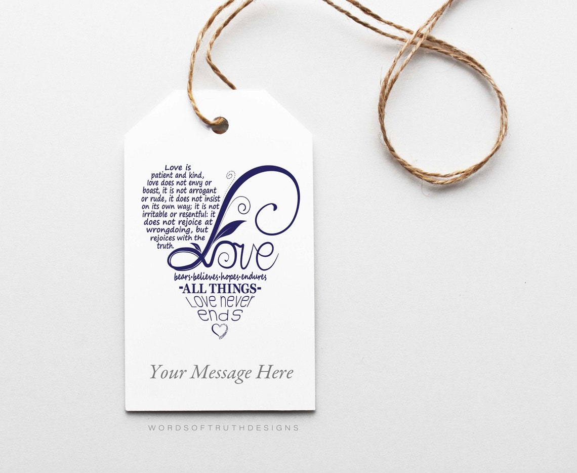 Personalized Wedding Favor Gift Tags Printable With Heart Scripture ...