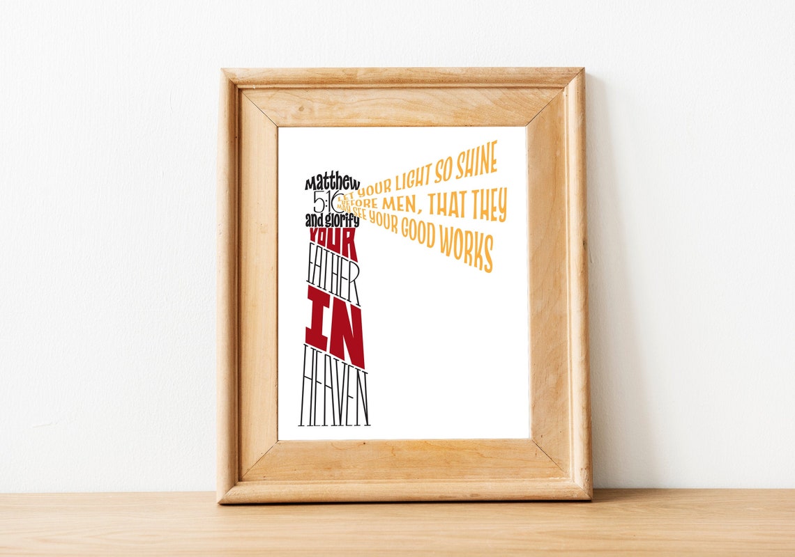 DIGITAL Lighthouse Scripture Word Art Print With Matthew 516 Etsy