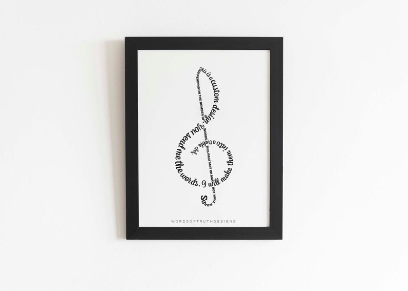Custom Word Art Treble Clef, Music Studio Art Print, Thank You Gift for Piano Teacher, Worship Leader, Music Teacher Retirement, NO FRAME Bild 1