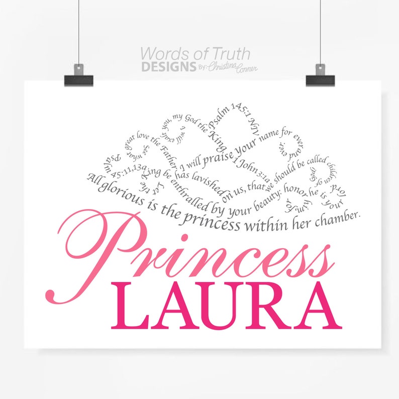 Princess Tiara Scripture Bible Verse Word Art Print Etsy