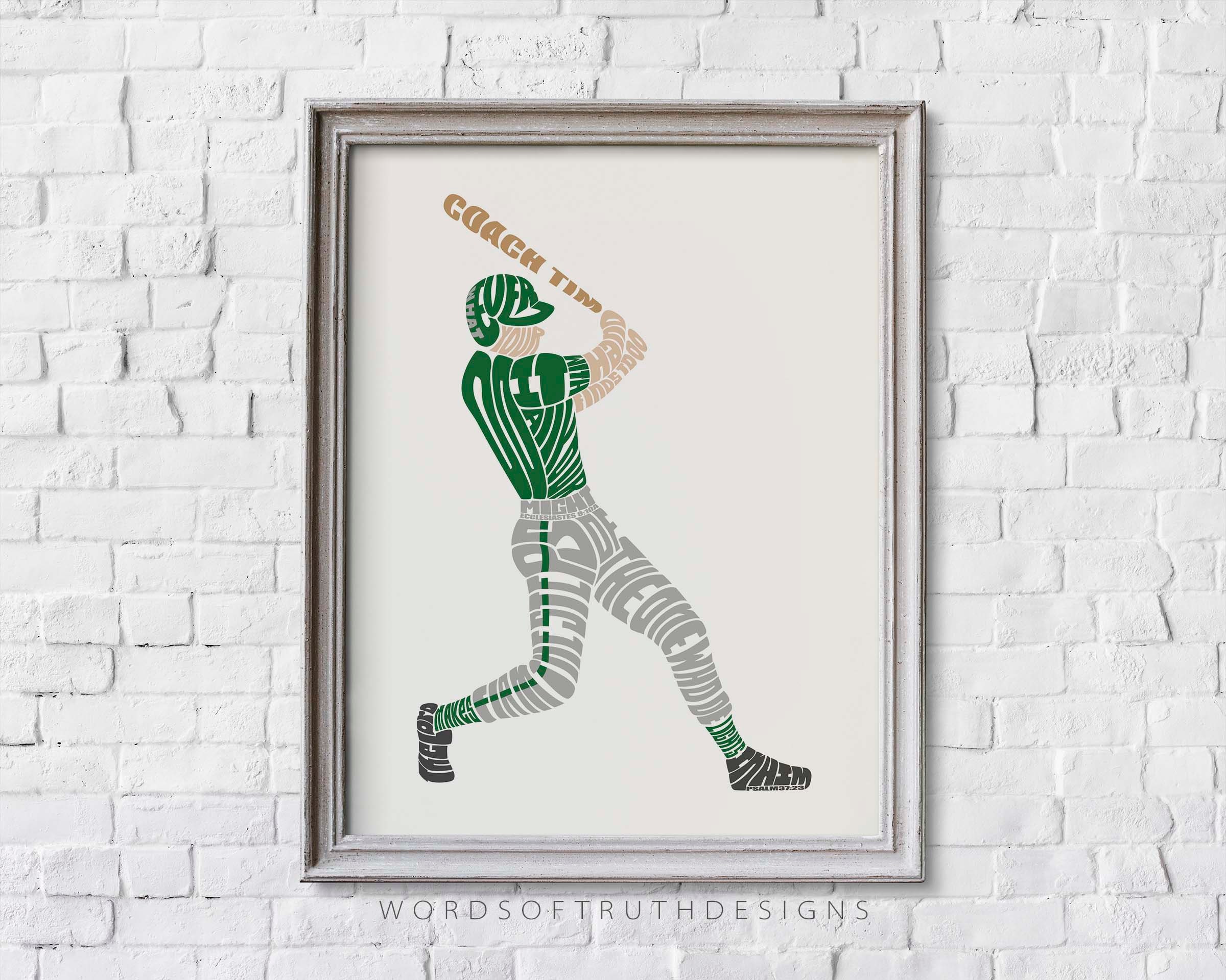 PRINTABLE Baseball Player Scripture Bible Verse Word Art | Etsy
