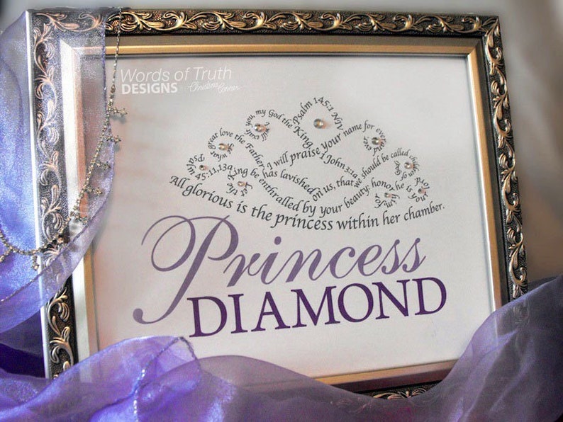 Princess Tiara Scripture Bible Verse Word Art Print Etsy