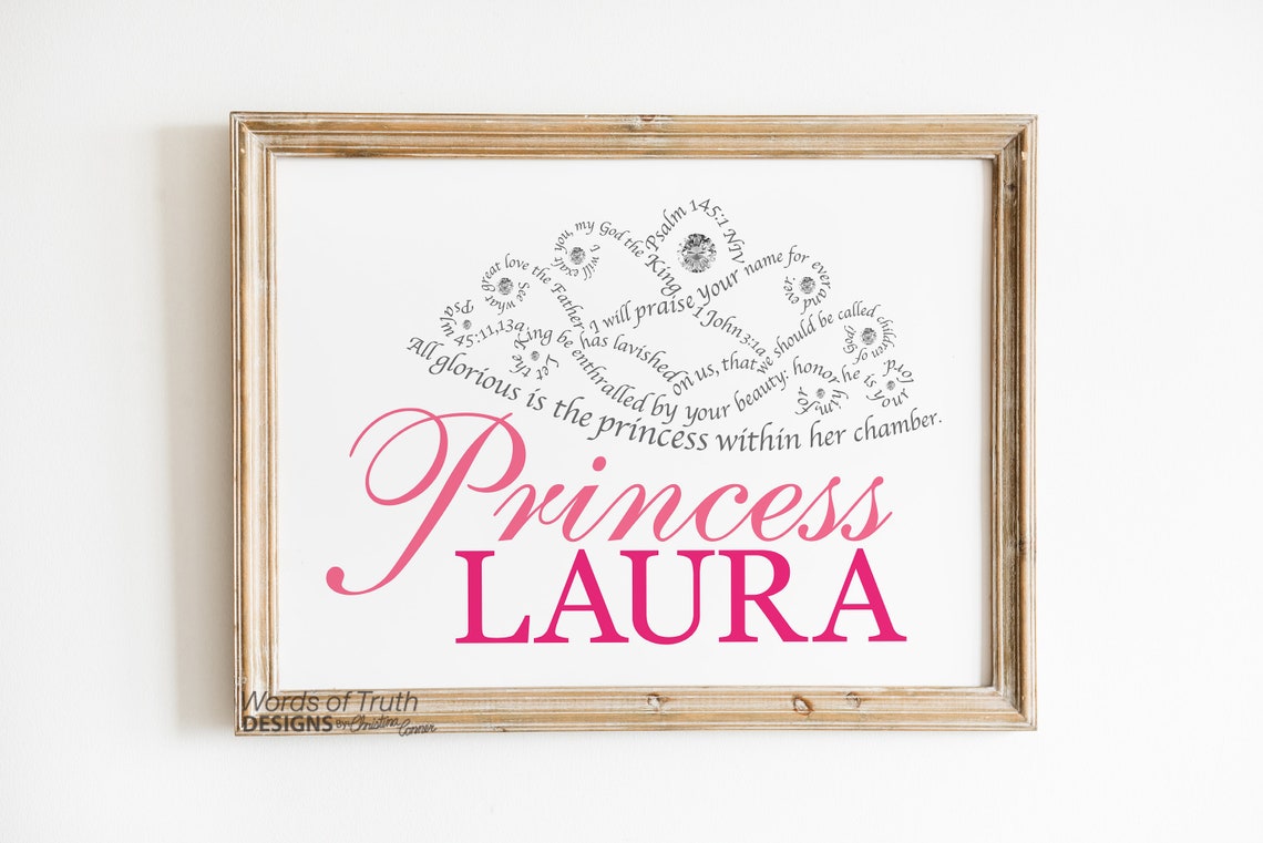Princess Tiara Scripture Bible Verse Word Art Print Etsy