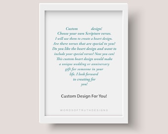 Custom Word Art, Heart Scripture Bible Verse Word Art, Unique Bible Study Gift, Anniversary or Wedding Personalized Gift, FRAME NOT INCLUDED