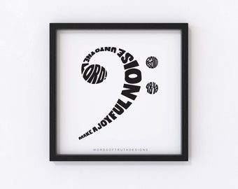 Bass Clef Music Scripture Bible Verse Word Art for Trombone, Cello, Bass Guitar, Tuba Player, Music Lover or Teacher Gift FRAME NOT INCLUDED
