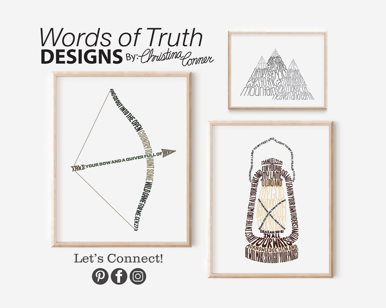 Bow and Arrow Scripture Art Print for Christian Hunter Gift, Bow and Arrow Bible Verse Art, Minimalist Bible Verse Word Art image 6