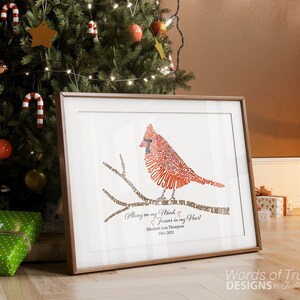 Christmas Cardinal Memorial Gift Personalized, Philippians 4:6-8 Do Not Be Anxious, Religious Cardinal Bible Verse Word Art Print, NO FRAME