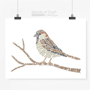 DIGITAL Philippians 4:6-8 Do Not Be Anxious Christian Wall Art Printable, Sparrow Scripture Bible Verse Word Art, Bird Lover Gift