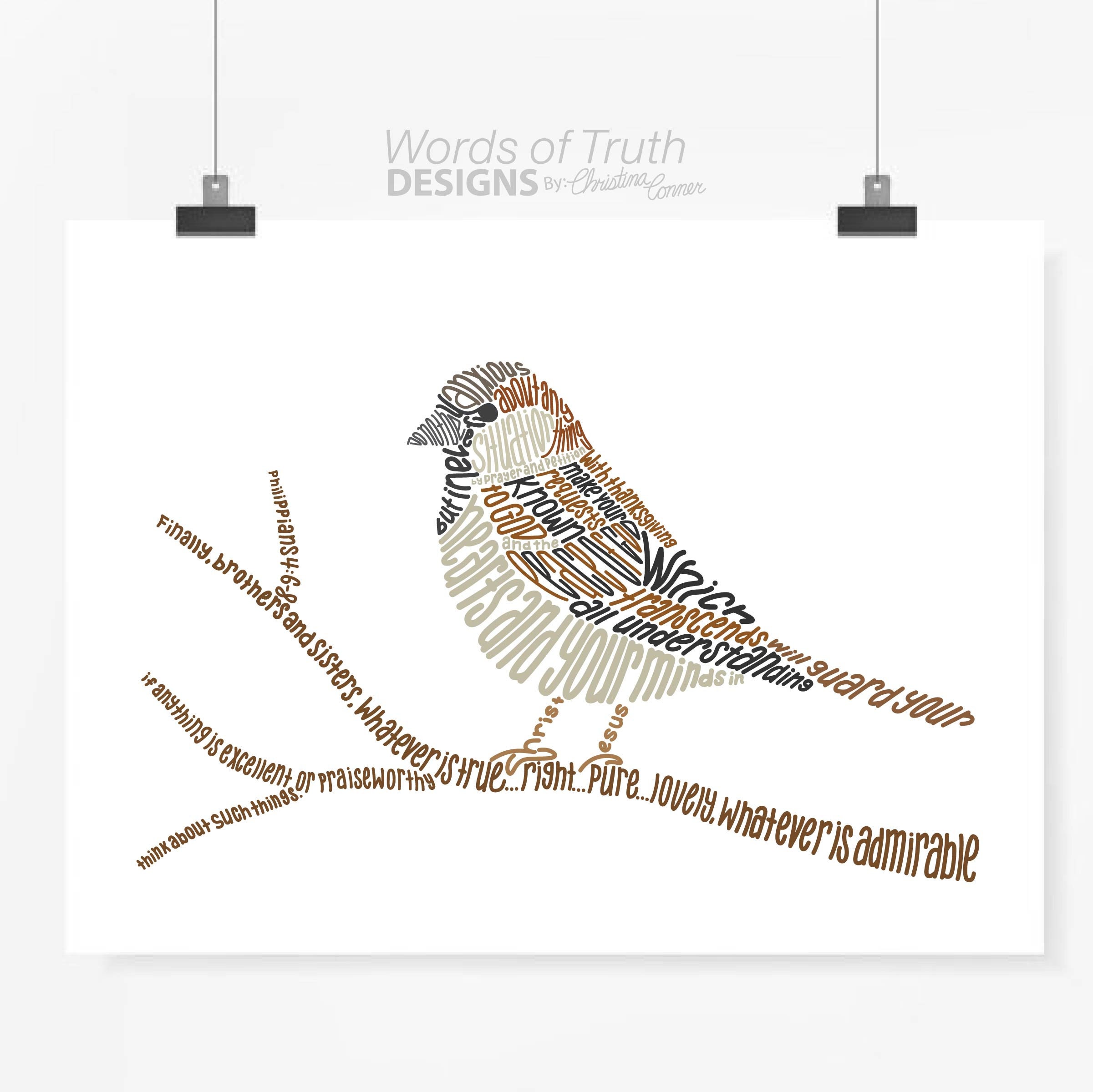 DIGITAL Philippians 4:6-8 Do Not Be Anxious Christian Wall Art