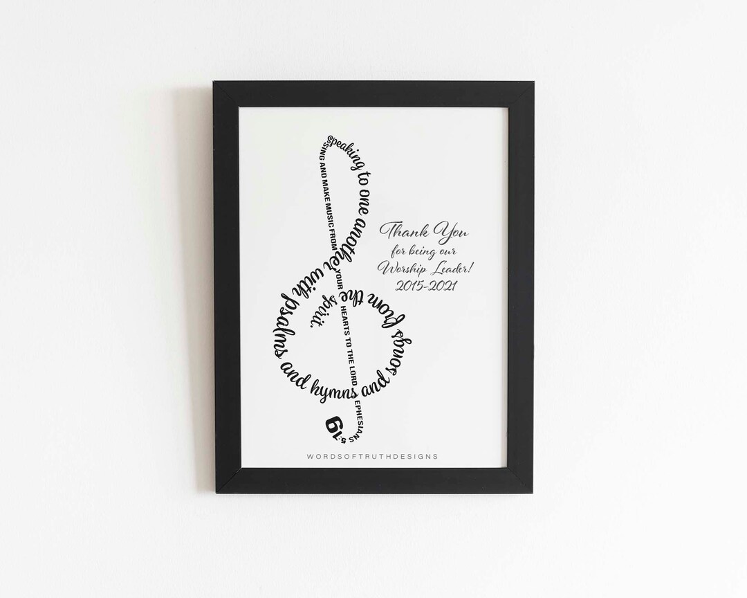Worship Leader Gift, Music Treble Clef Ephesians 5:19 Bible Verse