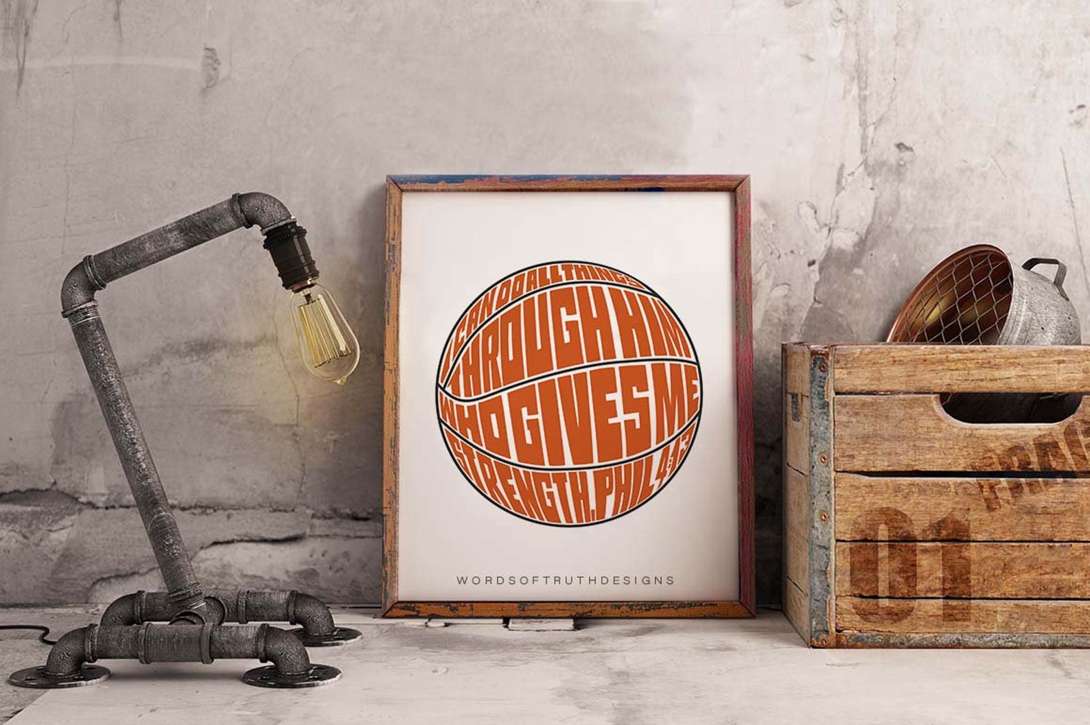 Basketball Bible Verse Wall Art Print Philippians 413 I Can Etsy