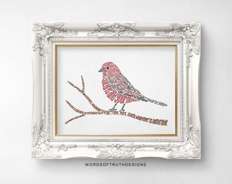 Philippians 4:6-8 Do Not Be Anxious Christian Wall Art, Bible Verse Word Art Print, Whatever is Christian Bird Lover Gift FRAME NOT INCLUDED