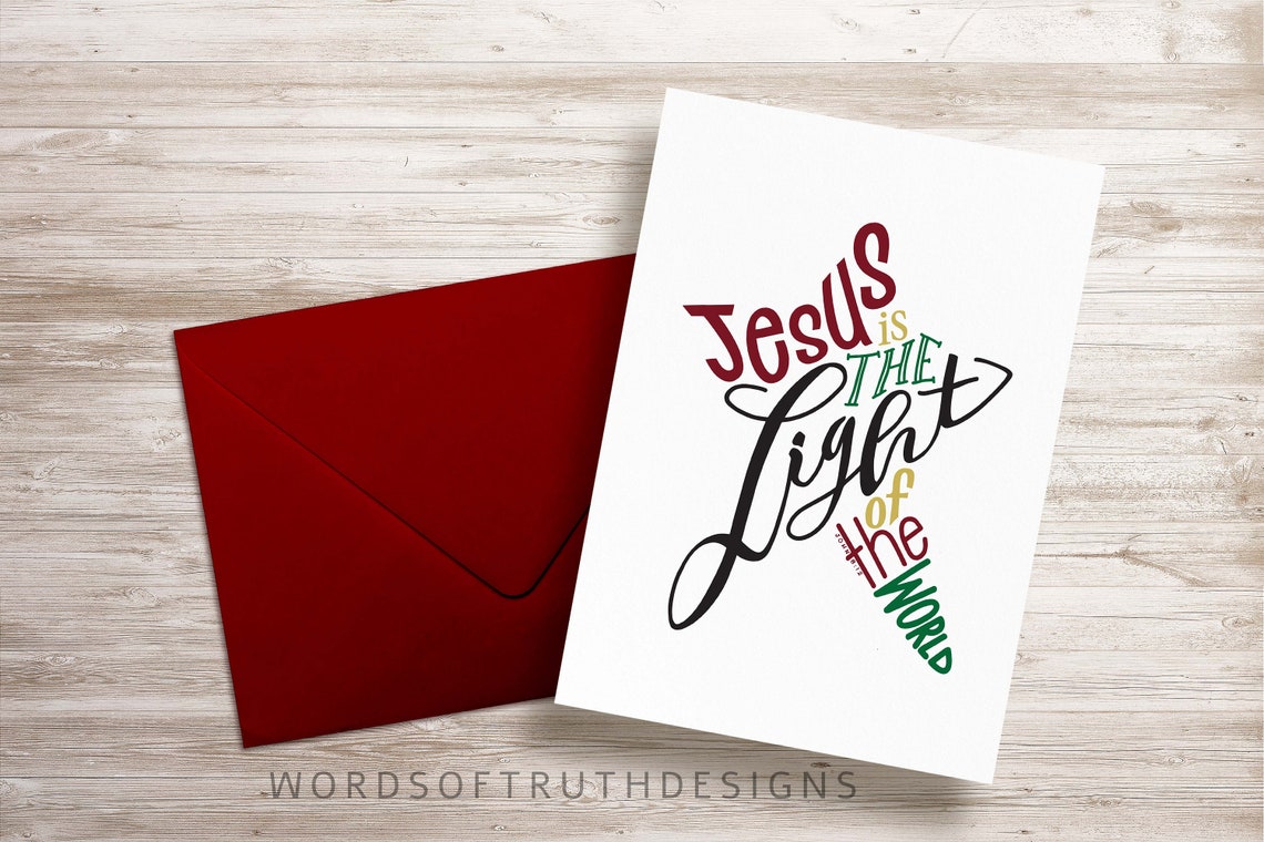 Printable Christmas Card With Star Scripture Word Art, John 8:12 Jesus ...