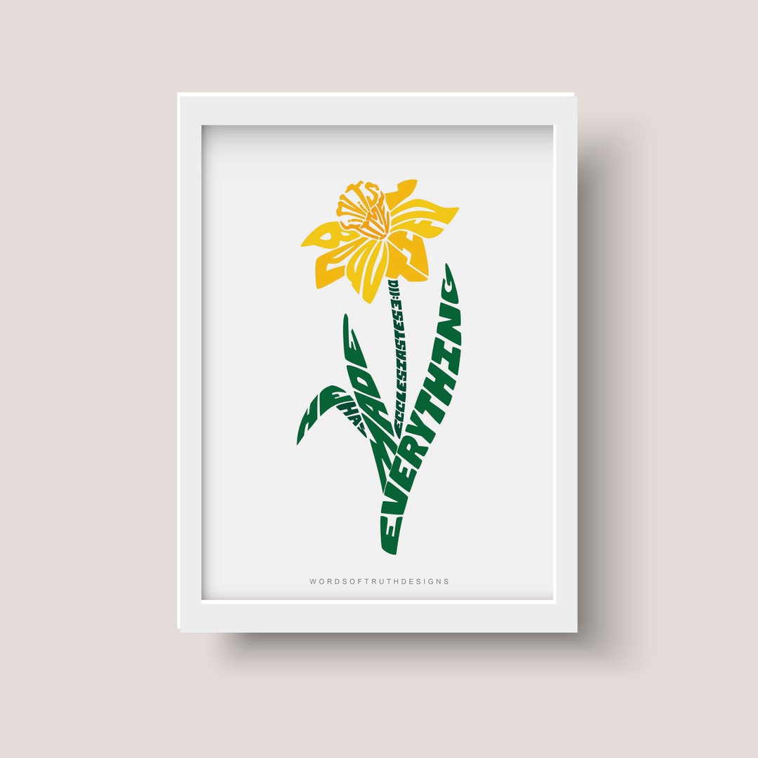 Daffodil Flower Scripture Wall Art Print, Ecclesiastes 311 He Has Made