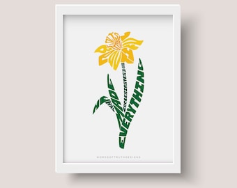Daffodil Flower Scripture Wall Art Print, Ecclesiastes 3:11 He Has Made Everything Beautiful Bible Verse Art, Spring Gift FRAME NOT INCLUDED