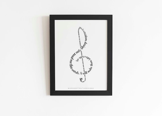 Custom DIGITAL Word Art Treble Clef, Music Studio Wall Art, Word
