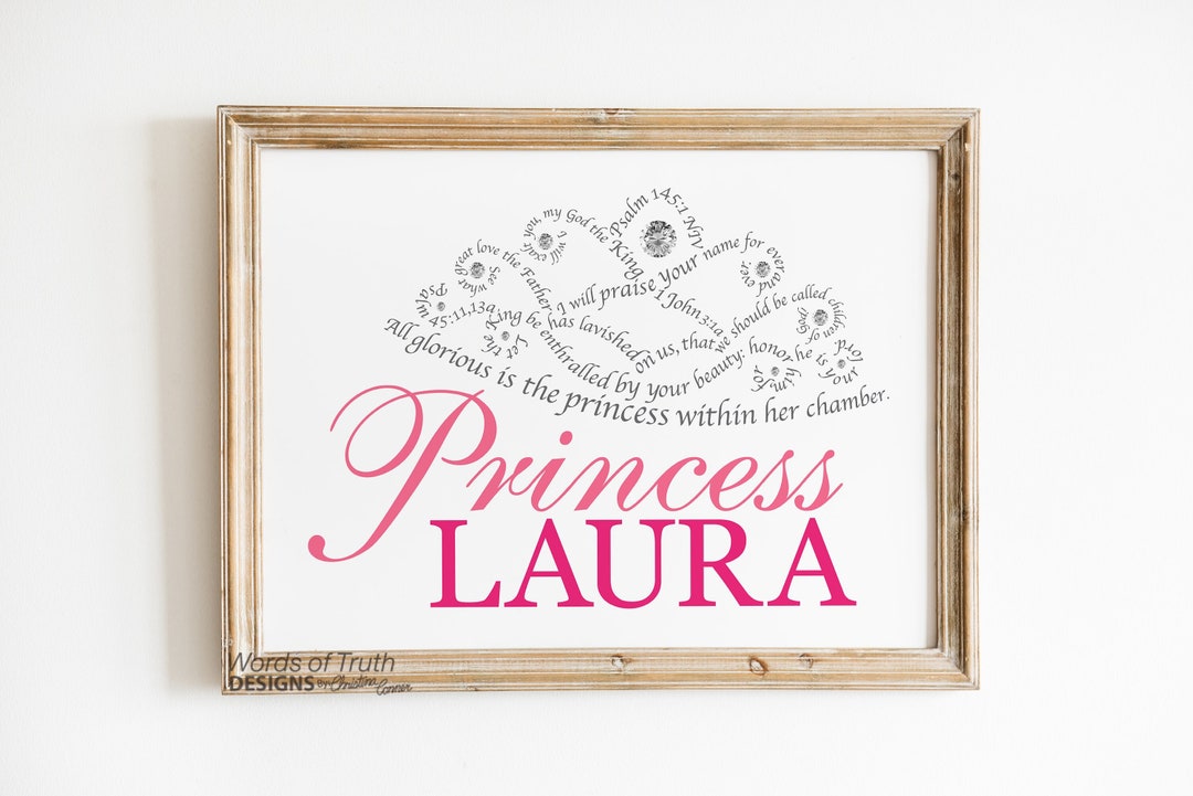 Princess Tiara Scripture Bible Verse Word Art Print Etsy