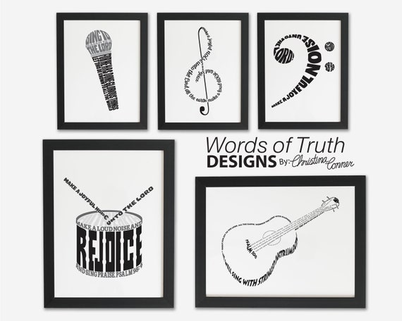 Microphone Scripture Wall Art Print, Isaiah 12:5 Sing to the Lord